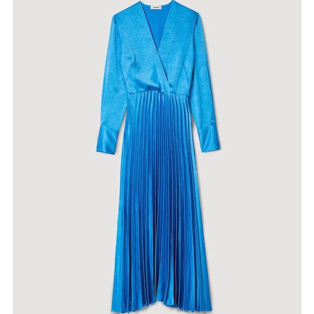 SANDRO Elegant Blue Pleated Dress